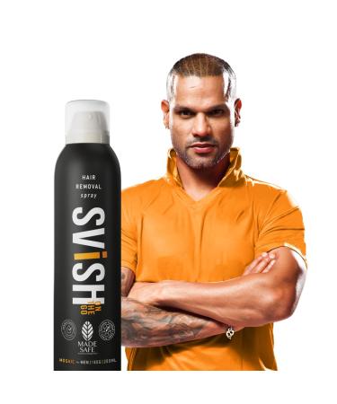 Svish On The Go Painless Body Hair Removal Spray for Men (200ml) | Made Safe Certified | For Chest Legs Under Arms | With Post Hair Removal Cream (25gm)
