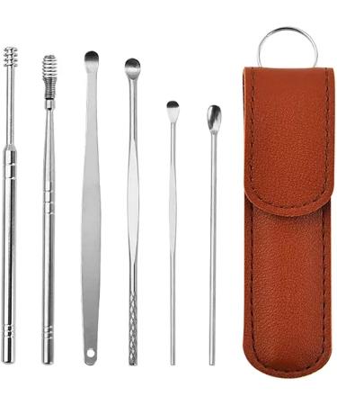 LUXIOO 6PCS Ear Cleaning Master Set - Professional Spiral Design Stainless Steel Earwax Removal Kit for Ear Care - Purple - Buy Online on GoSupps.com