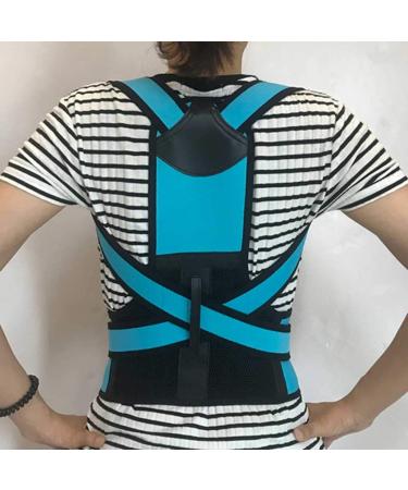 Back Posture Corrector Spine Back Posture Elastic Clavicle Posture Correction Back Support Braces Back Belt(Blue Large-L) Large-L Blue