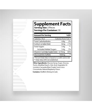 Glucosamine Gummies with Vitamin E - Joint Support Supplement | High Potency Antioxidant & Anti-Inflammatory | 60 Non-GMO Gluten-Free Raspberry Gummies - Buy Online on GoSupps.com