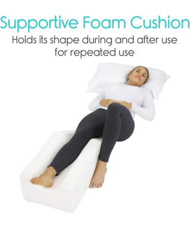 Xtra-Comfort Leg Elevation Pillow | Swelling & Recovery Support - Firm Wedge Rest for Knee, Ankle, Foot Injury - Pain Relief & Better Sleep - Improve Circulation | White - Buy Online on GoSupps.com