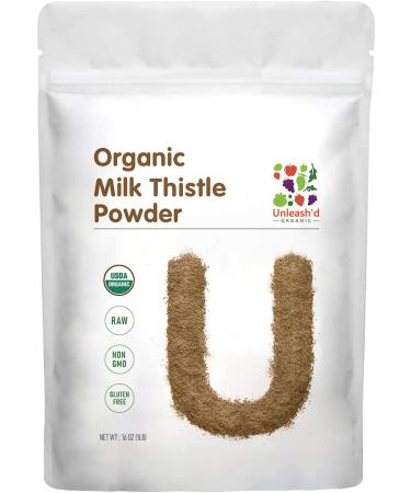 UNLEASH'D ORGANIC Organic Milk Thistle Powder 1 Pound  Non GMO  Gluten Free  Vegan Friendly Milk Thistle Seed Powder Organic 16 Ounce