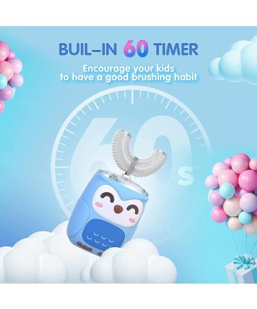 Kids Electric Toothbrush U-Shaped Whole Mouth Automatic Brush for Children & Toddlers (2-6 Year) in Light Blue - Buy Online on GoSupps.com