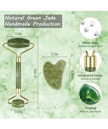 Natural Jade Roller & Gua Sha Set | Premium Facial Massage Tools for Skin Care - Buy Online on GoSupps.com