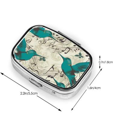 Teal Birds Musical Note Pill Box - Portable Travel Medicine Organizer | Stylish & Functional - Buy Online on GoSupps.com