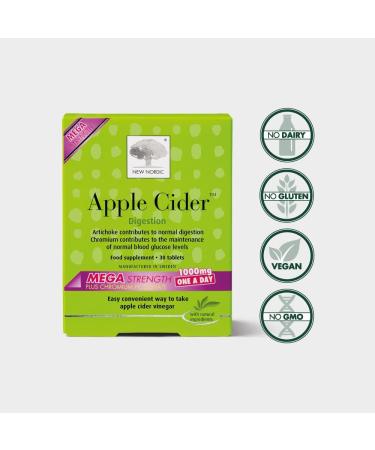 New Nordic Apple Cider Mega 1000mg - 30 Tablets - Vegan Supplement for Health & Weight Loss - Apple Cider Vinegar - Men & Women - Buy Online on GoSupps.com