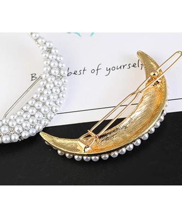 Elegant Hair Clips Pearl Moon-Shaped Barrettes Bobby Pin Hairpin for Ladies Women Girls Hair Clips Female Elegant Wedding Hair Accessories - Buy Online on GoSupps.com