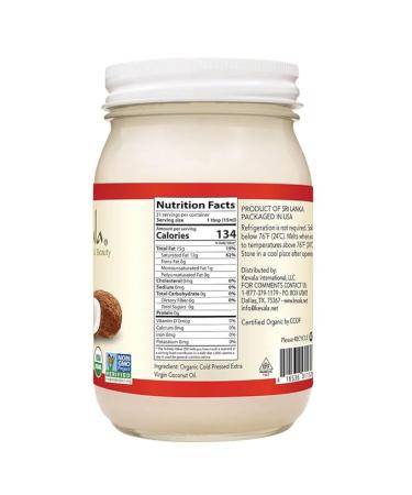Kevala Organic Coconut Oil – Unrefined, Cold Pressed, Cooking Oil, Hair Oil, Body Oil, Non GMO, Vegan, Gluten Free, Raw Virgin Oil, Glass Jar, 16 oz - Buy Online on GoSupps.com