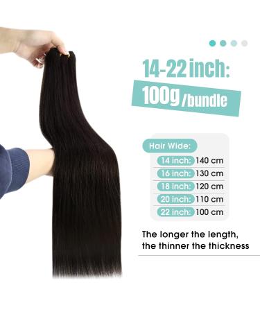 Youngsee 55cm Brown Real Hair Extensions - Remy Weft Hair - Double 100g #2 for Easy Insertion - Buy Online on GoSupps.com