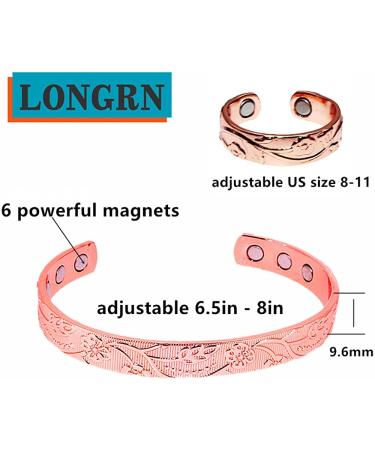 LONGRN Pure Copper Magnetic Ring & Bracelet - Adjustable Size for Women - Buy Online on GoSupps.com