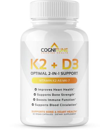 Vitamin D3 5000 IU with Vitamin K2 (MK7) Supplement - Premium Immune Heart & Bone Health Capsules - Vitamin K2 D3 Complex with 5000 IU of Vitamin D3 & 90 mcg of Vitamin K2 mk7-60 Count