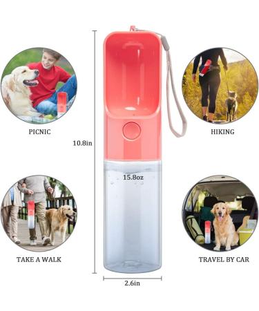 Esing Portable Dog Water Bottle Dispenser 15oz Pink - Travel Pet Drinking Cup - Buy Online on GoSupps.com