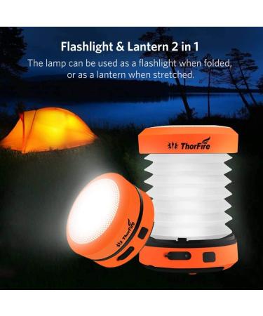 ThorFire Hand Crank USB Rechargeable LED Camping Lantern - Collapsible Mini Flashlight for Camping, Hiking, and Emergencies - Orange - Buy Online on GoSupps.com