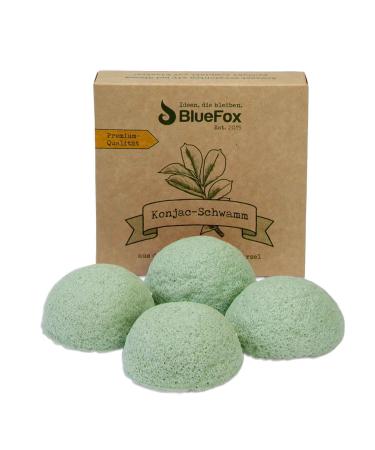 BlueFox I Konjac sponge set of 4 Aloe Vera I facial cleansing for sensitive skin I facial care make-up bio facial sponge peeling of the skin clean pores cleansing sponge light green - Buy Online on GoSupps.com