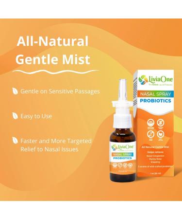LiviaOne Nasal Spray - All-Natural Plant Based Probiotic Sinus Spray - 1 Fl Oz (Pack of 2) - Buy Online on GoSupps.com