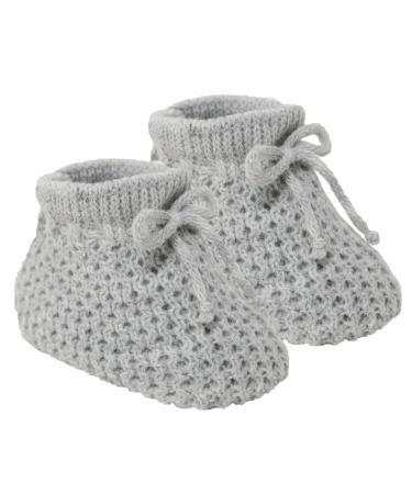 2 x Pairs of Grey and White Knitted Booties for Newborn Babies