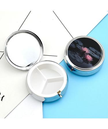 Portable 3 Compartment Pill Box | Travel Medicine Organizer with Red Water Lilies | Small Pill Case for Handbag & Pocket - Buy Online on GoSupps.com