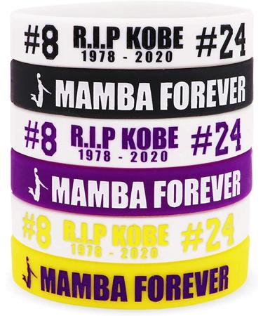 Ouideesain RIP Memorial Bracelet Basketball Silicone Rubber Wristbands for Teens and Adults 6 PCS in Six Colors Memorial Wristbands Pack of 6