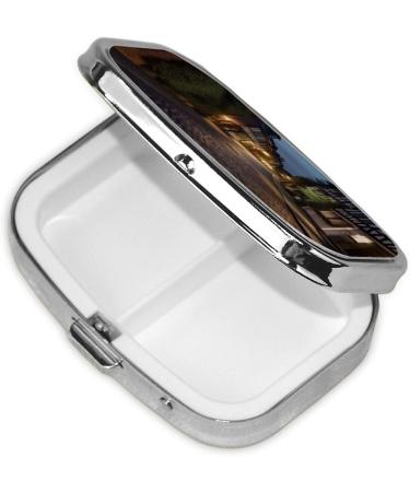 Nighttime The Cobbles at Street Printed Square Pill Box | Portable Travel Medicine Organizer for Easy Daily Dosing - Buy Online on GoSupps.com