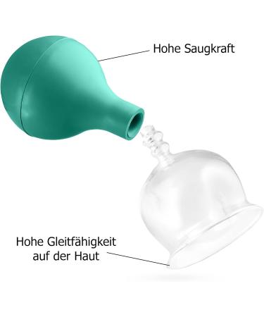 Pulox Cupping Glass Set of 5 - Real Glass Suction Cups (25mm 32mm 40mm 52mm 62mm) - Green | International Shipping Available - Buy Online on GoSupps.com
