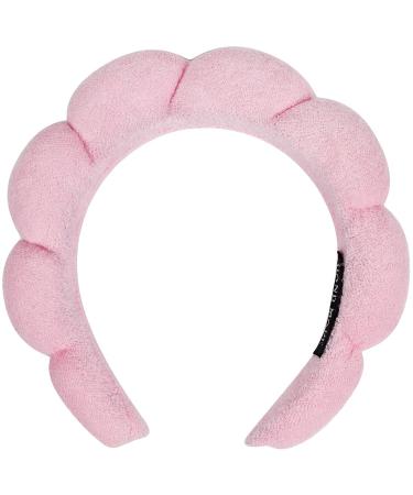 ZGTS Makeup Headband for Women and Girls Puffy Spa Headband Skincare Headband Soft Sponge Headband for Face Washing Makeup Removal Facial Mask Shower (Pink)