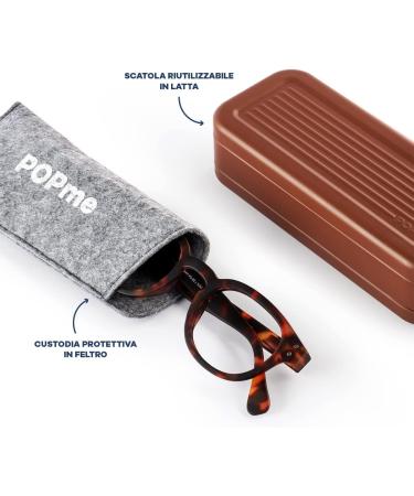 Popme Unisex Tortoise Reading Glasses with Blue Light Filter - 1 Diopter Presbyopia Blue Lenses - One Size Fits All - Buy Online on GoSupps.com