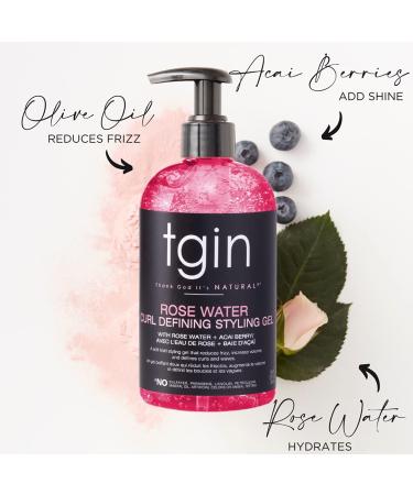 tgin Rose Water Defining Styling Gel 13oz - For Natural Curls, Waves, Low Porosity & Fine Hair - Buy Online on GoSupps.com