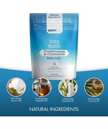 Sitz Bath Salt 15 Oz - Epsom Salt Soak with Frankincense & Chamomile Essential Oils | Relax & Soothe International Shipping - Buy Online on GoSupps.com