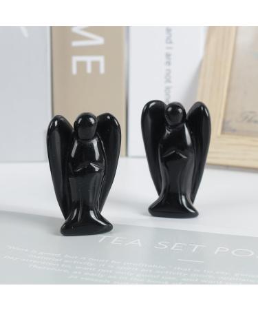 Lovionus89 Hand-Carved Black Obsidian Angel Statue | 5cm Healing Crystal Decoration | Natural Stone Figurine for Home & Gift - Buy Online on GoSupps.com