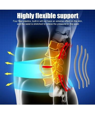 Plus Size Lower Back Brace - S-6XL Lumbar Support Belt for Waist Pain Relief | Unisex Decompression Band for Herniated Disc Sciatica & Scoliosis - Small Blue - Buy Online on GoSupps.com