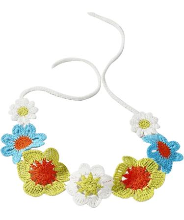 amangul Ethnic Crochet Headband Bohemian Bandanas Headpiece Knitting Flower Tiaras Wide Hairband Women Gypsy Fashion Accessory - Buy Online on GoSupps.com