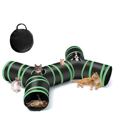 Upgraded Cat Tunnel Bone-Type, 4 Way Collapsible Cat Playhouse Pet Play Tunnel Tube with Storage Bag for Cats, Puppy, Rabbits, Ferret, Guinea Pig, Indoor and Outdoor Use