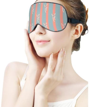 Cute Frog Blue and Pink Striped Sleep Mask Eye Cover - Adjustable Strap, Blocks Light for Night, Travel, Nap - Men, Women - Buy Online on GoSupps.com