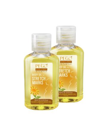PEGO Stretch Mark Oil for Pregnancy, Maternity Body Oil for Stretch Mark Prevention & Reduction, Hydrating Skin Care, 4.06oz (2Pack) 2pcs
