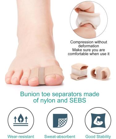 Bunion Correct Toe Spacers for Women Men - Toe Separators with Soft Gel Pads and Elastic Loops for Bunion Correction and Hammer Toe Straightening - Small Size - Buy Online on GoSupps.com