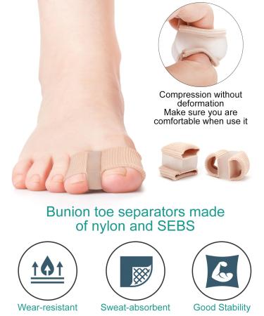 BLATOWN Toe Spacers for Bunion Correction - 2 Pair Set with Elastic Toe Loops and Soft Gel Pads (S+L) - Buy Online on GoSupps.com