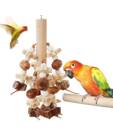 Huogee Parrot Toys - 2 Natural Wooden Chewing Blocks for Budgies Parakeets and Cockatiels - Eco-Friendly Bird Accessories - Buy Online on GoSupps.com