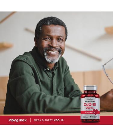 Piping Rock CoQ10 200 mg - 100 Vegetarian Capsules | Non-GMO & Gluten Free Mega Q Sorb Supplement - Buy Online on GoSupps.com