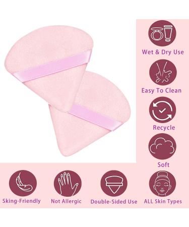 2pcs Pink Velor Powder Puff - Reusable Triangle Makeup Applicator for Loose Powder Foundation & Blush | Soft & Versatile Makeup Tool - Buy Online on GoSupps.com