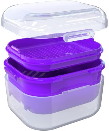 Argomax Denture Box - Dark Purple Prosthesis Storage Cleaning & Soaking Solution with Sieve | Durable & Stylish Dentistry Box - Buy Online on GoSupps.com