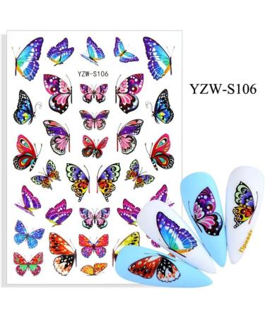 1 Sheet Women Stylish Decals DIY Nail Art Decoration Butterfly-shape Nail Sticker Slider Manicure Tool(YZW-S107) - Buy Online on GoSupps.com