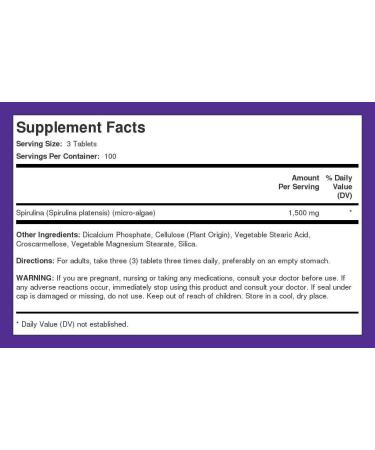 Piping Rock Organic Spirulina Capsules 1000mg | 300 Tablets | Blue Green Algae Pills | Vegetarian Non-GMO Gluten Free Supplement - Buy Online on GoSupps.com