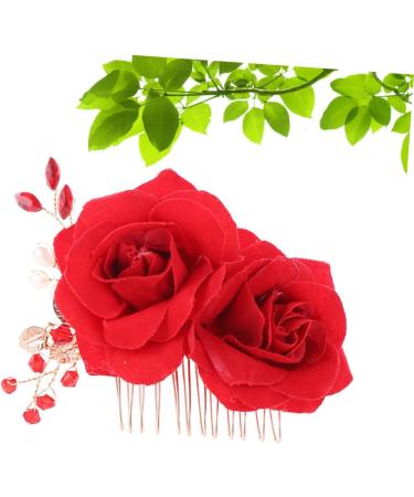 Housoutil 1pc Teasing Combs for Women Hair Clips Classic Hair Comb Hair Accessories for Women Wedding Barrettes for Women Wedding Hair Clip Bridal The Flowers Flower Head Miss Red - Buy Online on GoSupps.com
