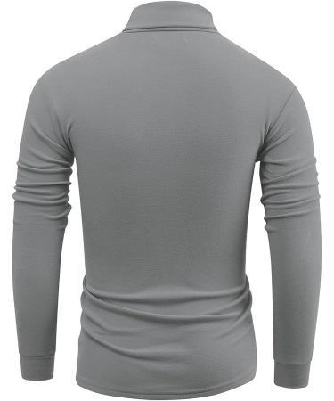 Jonivey Men's Fleece Turtleneck Long Sleeve Shirt - Soft Knitted Thermal Pullover - Pure Grey (Medium) - Buy Online on GoSupps.com