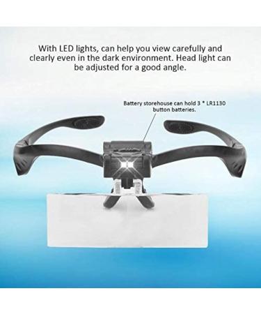 Head Mount Magnifier with LED Light Hands Free Eyeglass Type Eyelashes Extension Magnifying Glass with 5 Interchangeable Lenses - Buy Online on GoSupps.com