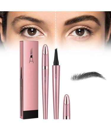 Magic Eyebrow Pencil 4-Tipped Precise Brow Pen 3D Waterproof Microblading Eyebrow Pencil Contouring Pen Waterproof Natural Fine Stroke Magic Eyebrow Pencil for Women and Gril (Light Brown) Black