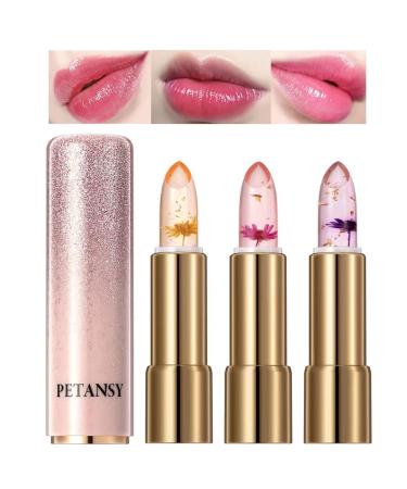 Petansy Flower Lipstick Color Changing Magic Lipstick Set 3 Colors Flower Temperature Color Change Jelly Lip Stick Temperature Color Change Moisturizer Ph Lip Balm Makeup Set - Buy Online on GoSupps.com