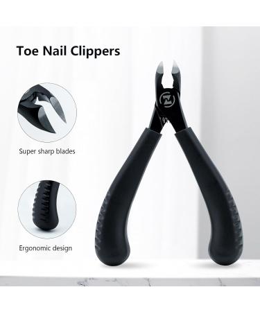 Heavy Duty Toenail Clipper Set - Sharp Ingrown Nail Clippers for Seniors Men Women & Kids - Professional Podiatrist Quality with Free Nail File (Black - Buy Online on GoSupps.com