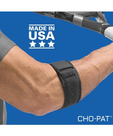 Cho-Pat Tennis Elbow Support Strap - Adjustable Compression for Tennis Elbow Treatment - Made in USA | Black Medium - Buy Online on GoSupps.com