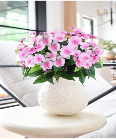 FERIAL Artificial Impatiens Bouquet Faux Impatiens Bushes Pink for Patio Lawn Garden Wedding Photo Outdoors Pot Hanging Basket Porch Decoration Purplepink - Buy Online on GoSupps.com